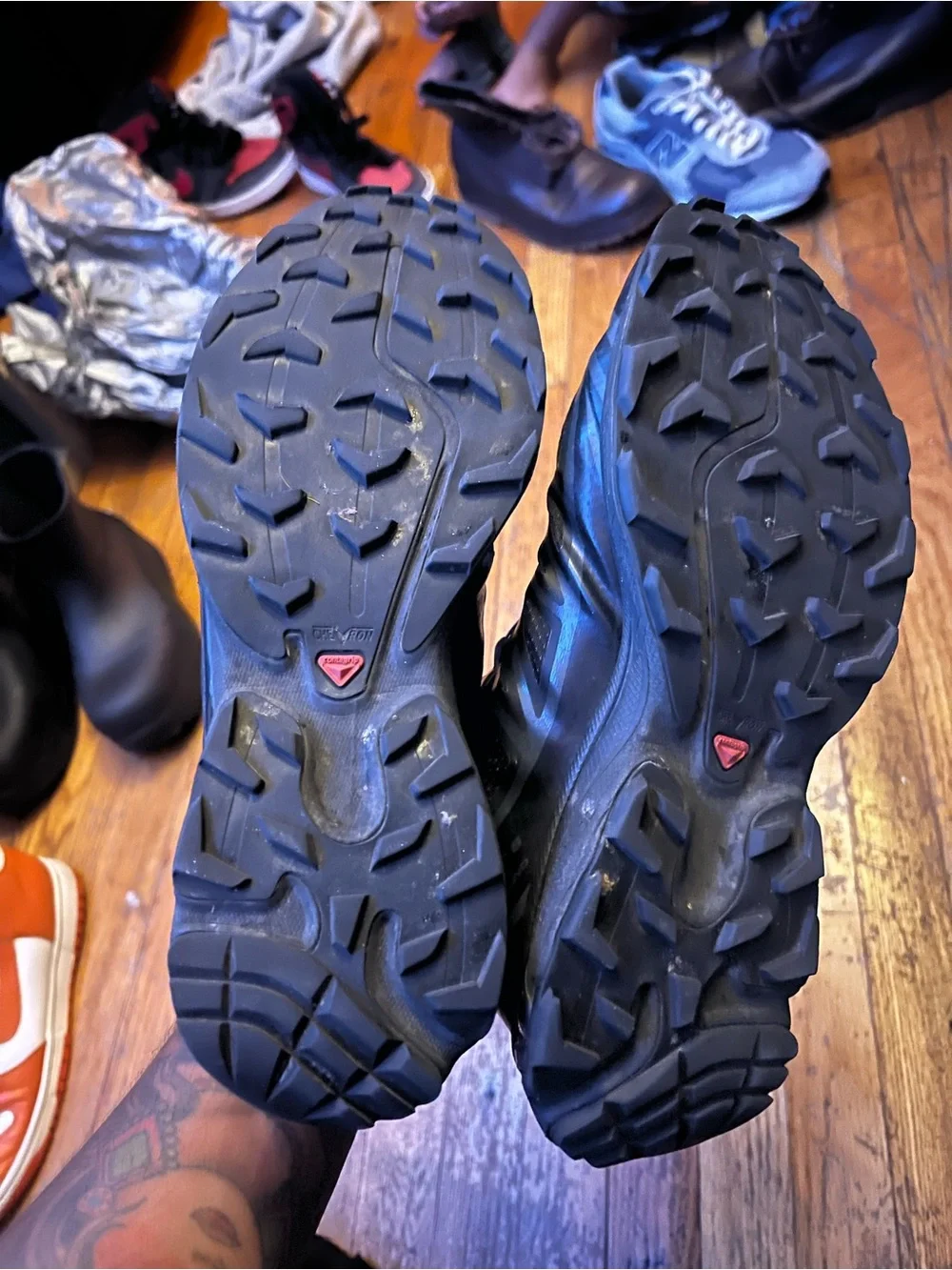 Salomon Black Trail Running Shoes with Blue Accents